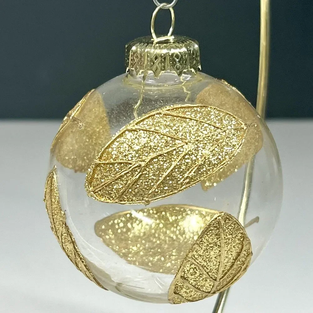 Vintage 2001 Gold Leaf Decorated Glass Ornaments Round Target Original Box Set 4